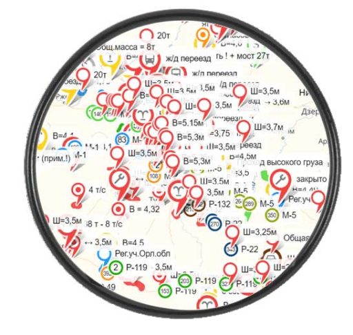 Карта ограничения проезда негабарита